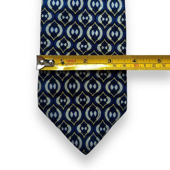 Structure Mens Geometric Pattern Necktie Tie Shades of Blue Professional - Picture 3 of 3